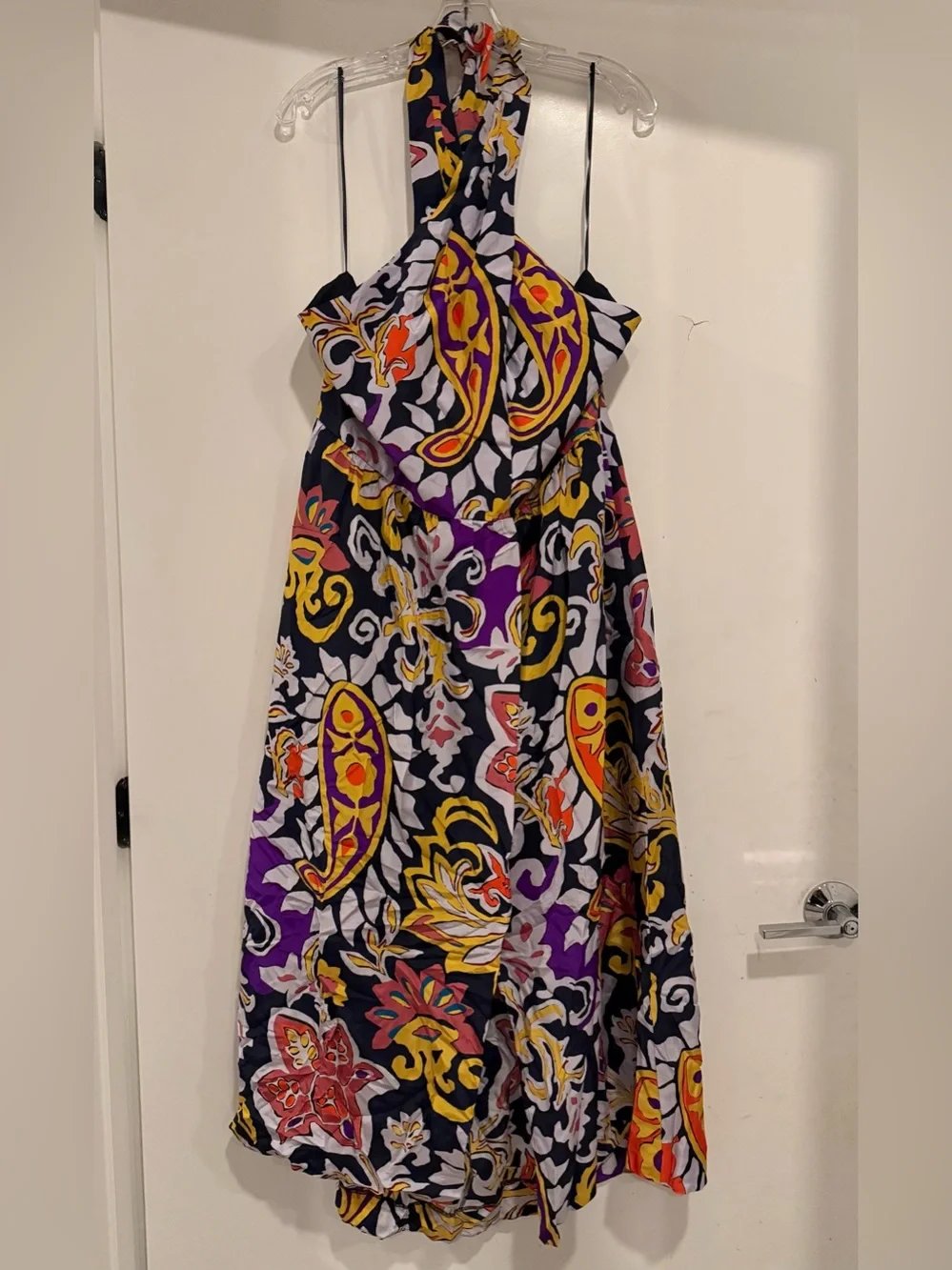 J. Crew Paisley Silk Floral Print Luxury Halter Maxi Sarong Party Dress Size 16